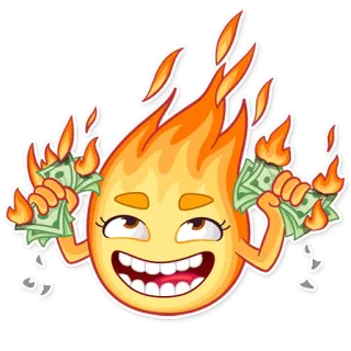 🔥 Feuer, Geld, Emoji, Cash, Flammen, Reich telegram sticker