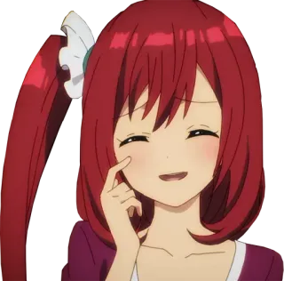 😅 Anime, dziewczyna, rude włosy, uśmiech, słodki, kreskówka telegram sticker