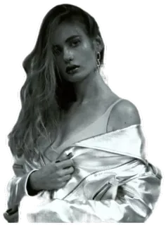 😃 Frau, Porträt, silberne Jacke, Mode, weiblich, Person, Mädchen telegram sticker
