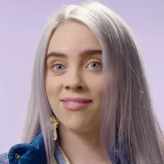 💧 Billie Eilish นักร้อง, คนดัง, นักดนตรี, บิลลี ไอลิช, ผู้หญิง, คน, ใบหน้า telegram sticker