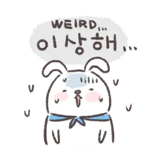 🐰 WEIRD... 
이상해 kelinci, bunny, aneh, korea, 이상해, kartun, imut, binatang telegram sticker