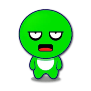 😐 green, character, cartoon, cute, sticker, alien telegram sticker