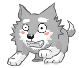 😠 волк, мультфильм, животное, собака, милый, наклейка telegram sticker