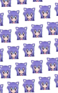 😐 chica anime, manga, linda, pelo morado, orejas de gato whatsapp sticker