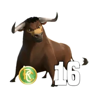 🐂 16 toro, animal, número, insignia, marrón, dibujos animados telegram sticker