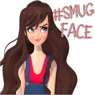 🙄 #SMUG FACE arrogante, rosto, expressão, morena, mulher, desenho animado telegram sticker