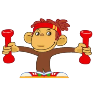 💪 scimmia, esercizio, sollevamento pesi, cartone animato, fitness telegram sticker