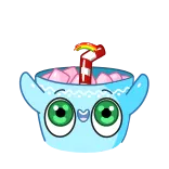 🤗 dễ thương, kawaii, quái vật, hoạt hình, quái vật, đồ uống, đá viên, pháo bông whatsapp sticker