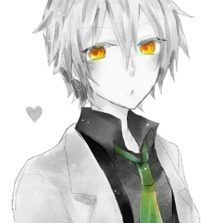 ❤ Anime, Manga, Garçon, Mignon, Cravate, Yeux jaunes, Personnage, Art telegram sticker