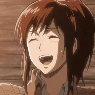 ♠️ Sasha Braus Attack on Titan ซาช่า เบราส์, ผ่าพิภพไททัน, อนิเมะ, มังงะ, ตัวละคร, ยิ้ม, มีความสุข, แฟนอาร์ต telegram sticker