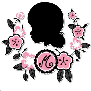 🌸 M Silhueta, Menina, Flor, Floral, Rosa, Letra M telegram sticker