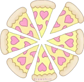 🍕 drawshiit pizza, coração, fofo, fatia, comida, kawaii whatsapp sticker