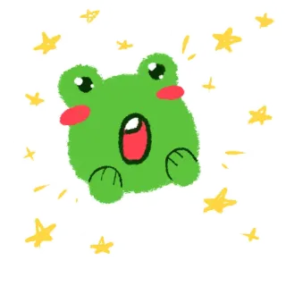 🤩 rana, verde, carino, cartone animato, stelle, kawaii, felice whatsapp sticker