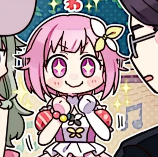 🪸 あ Anime, Cartone animato, Carino, Personaggio, Kawaii, Scintillante, Capelli rosa telegram sticker