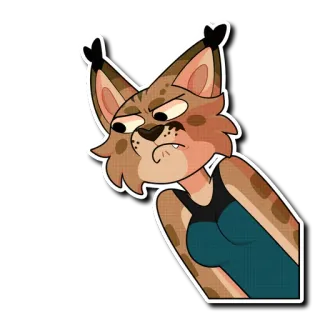 😒 рысь, мультфильм, кошка, антропоморфный, животное, смешной telegram sticker