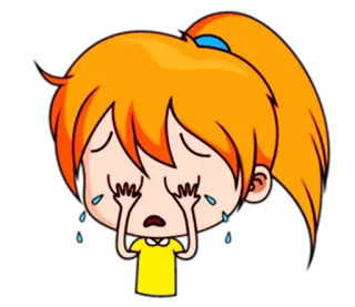 😢 piangere, triste, ragazza, lacrime, cartone animato, emozione, arrabbiato telegram sticker