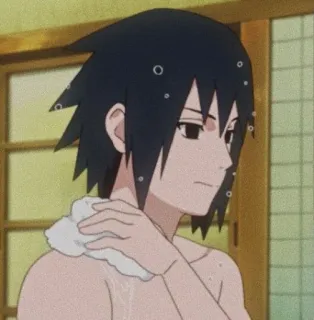 🀄️ Sasuke Uchiha Naruto Аниме, Манга, Учиха, Саске, Полотенце, Мокрый telegram sticker