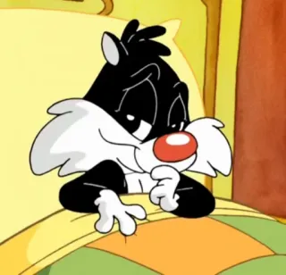 🧃 Sylvester Looney Tunes Dessin animé, Chat, Triste, Lit telegram sticker