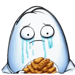 🌟 плачущий, грустный, чикен наггетсы, мем, еда, мультфильм telegram sticker