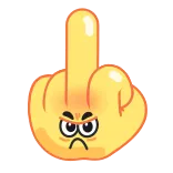 🖕 middelvinger, onbeschoft, gebaar, cartoon, emoji, beledigend whatsapp sticker