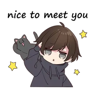 😁 nice to meet you Anime, Saluto, Gatto, Stelle, Amichevole, Kawaii telegram sticker