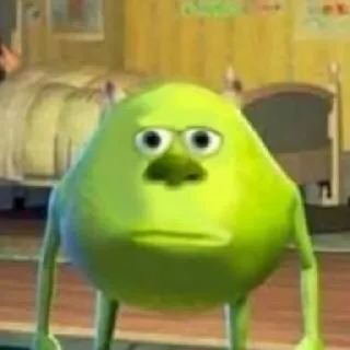 😮 Mike Wazowski Monsters, Inc. Майк Вазовски, Корпорация монстров, Дисней, Pixar, зеленый, мультфильм, смешной, Мем telegram sticker