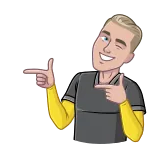 😉 Desenho animado, Homem, Apontando, Piscando, Casual, Sorrindo whatsapp sticker