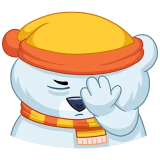 🙈 ours polaire, dessin animé, autocollant, hiver, chapeau, écharpe, mignon telegram sticker