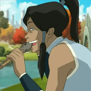🐟 Korra The Legend of Korra Korra, The Legend of Korra, Avatar, eating, cartoon, nickelodeon telegram sticker