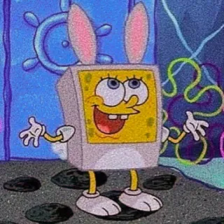 🥢 Spongebob Squarepants spongebob, cartoon, bunny, easter, nickolodeon whatsapp sticker