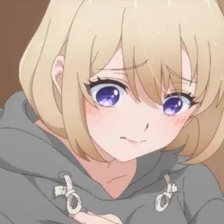 💛 Fille anime, Dessin animé, Portrait, Cheveux blonds, Mignon, Femme telegram sticker