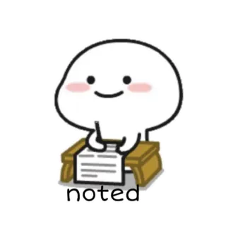 👌 noted Desenho animado, Fofo, Escrita, Nota, Personagem, Sorriso telegram sticker