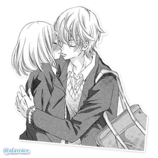 💏 @afavoice Anime, Całowanie, Romans, Mundur szkolny, Miłość, Manga, Para telegram sticker