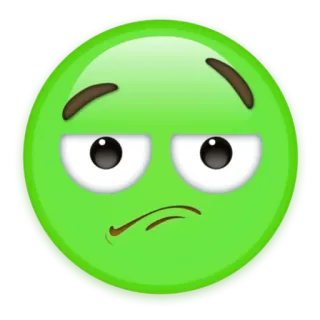 😕 emoji, green, expression, face, bored, annoyed telegram sticker