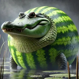 🤩 аллигатор, арбуз, животное, смешной, гибрид, рептилия, фрукт telegram sticker