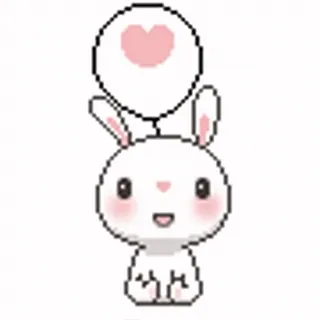 🛁 กระต่าย, บันนี่, น่ารัก, สัตว์, คาวาอิ, หัวใจ, ลูกโป่ง telegram sticker