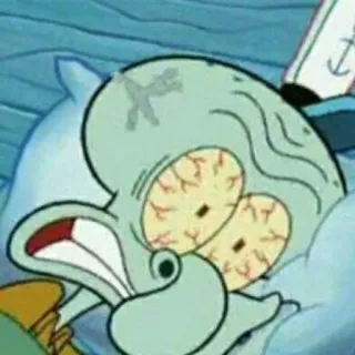⚓️ Squidward Tentacles Spongebob Squarepants calamard, fatigué, yeux, bob l'éponge, dessin animé telegram sticker