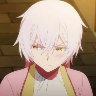 😒 anime, character, white hair, yellow eyes, angry, pink telegram sticker