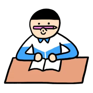 😝 student, biurko, książka, ołówek, szkoła telegram sticker