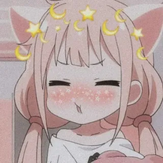 ❤️ Аниме, Кошачьи уши, Мультфильм, Милый, Каваи, Луна, Звезды telegram sticker