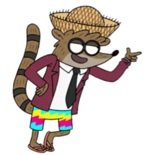 😉 Rigby Regular Show kreskówka, szop pracz, Zwyczajny serial, Rigby, postać telegram sticker