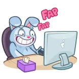😍 Fap Мультфильм, Компьютер, Оскорбительный, Грубый, Заяц, Кролик telegram sticker