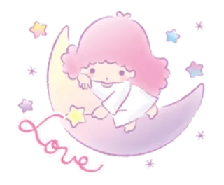📌 Love Kreskówka, Gwiazdy, Księżyc, Słodkie, Miłość, Kawaii, Pastelowy telegram sticker