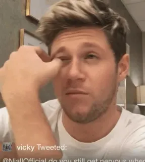 🎸 Niall Horan @Niallofficial do you still get nervous when pessoa, homem, masculino, músico, cantor telegram sticker