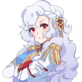 😕 アニメ, プリンセス, キャラクター, 白い髪, 制服 telegram sticker