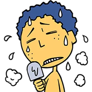 😞 sweating, heat, hot, popsicle, summer, cartoon telegram sticker