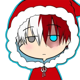 🎅 Shoto Todoroki My Hero Academia Anime, Chibi, Natal, Pahlawan, Manga whatsapp sticker