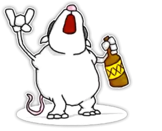 🤘 mouse, cartoon, animal, drinking, alcohol, party telegram sticker