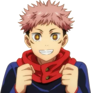 🤩 Yuji Itadori Jujutsu Kaisen Аниме, Манга, Персонаж, Улыбающийся, Лицо, Jujutsu Kaisen telegram sticker