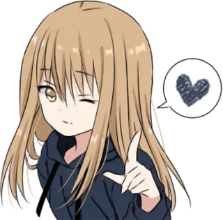 😉 动漫女孩, 卡通, 眨眼, 手枪, 可爱, 爱 whatsapp sticker